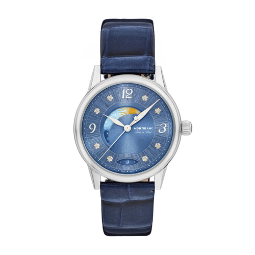 Montblanc Bohème Day & Night 34 mm (MB133310) aus Leder, Edelstahl mit Diamant