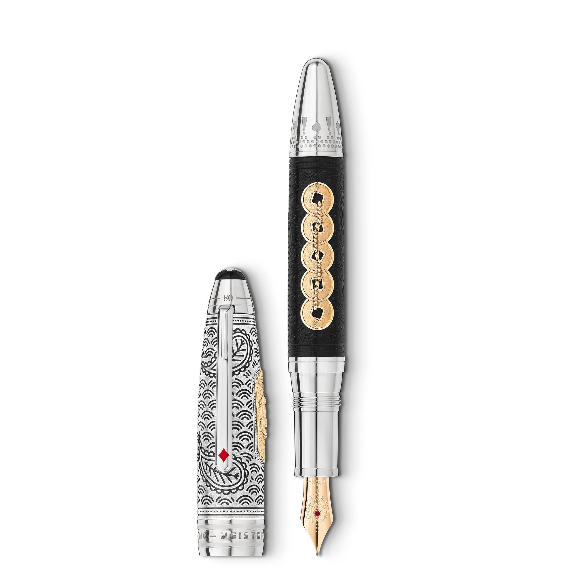 Montblanc Meisterstück Around the World in 80 Days Limited Edition 811 Füllfederhalter (MB129840) aus Sterlingsilber mit Rubin
