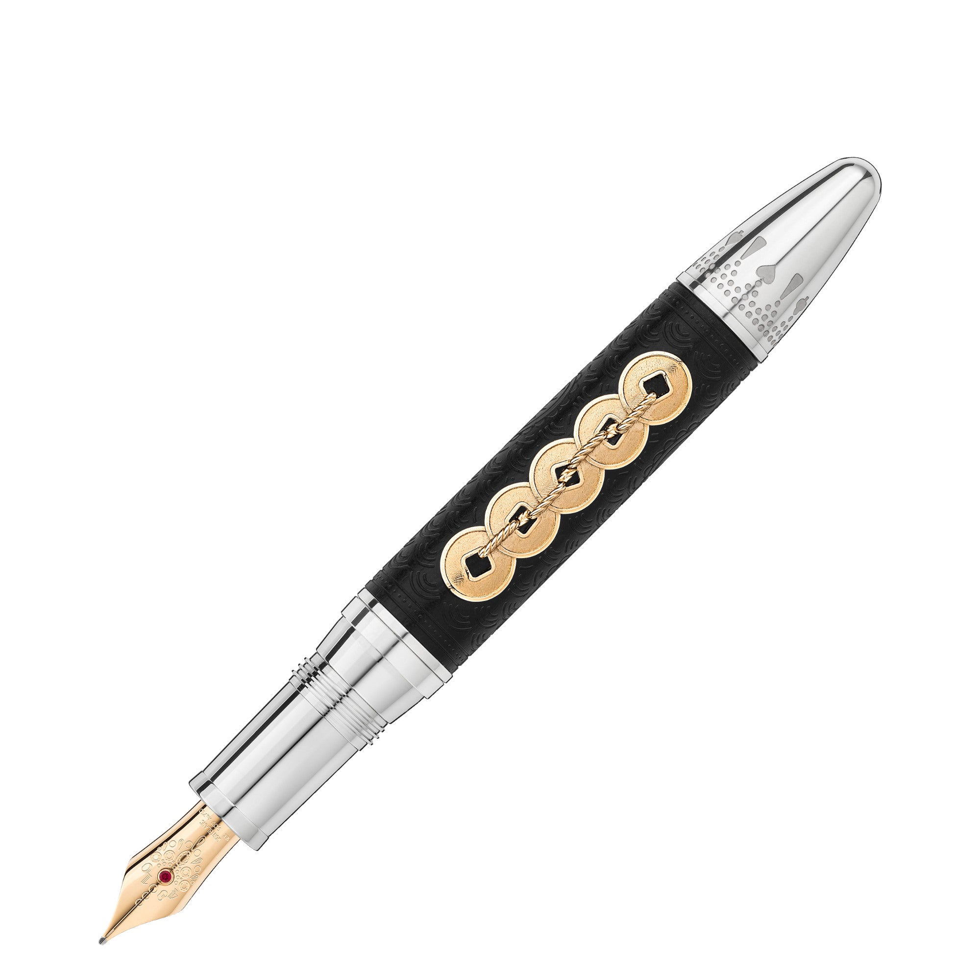 Montblanc Meisterstück Around the World in 80 Days Limited Edition 811 Füllfederhalter (MB129840) aus Sterlingsilber mit Rubin