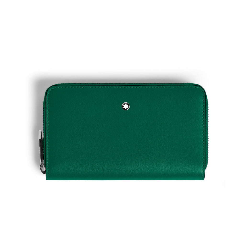 Montblanc Mittelgroße Continental-Brieftasche 12 cc mit Reißverschluss aus Soft Leder (MB220331) mit Malachit