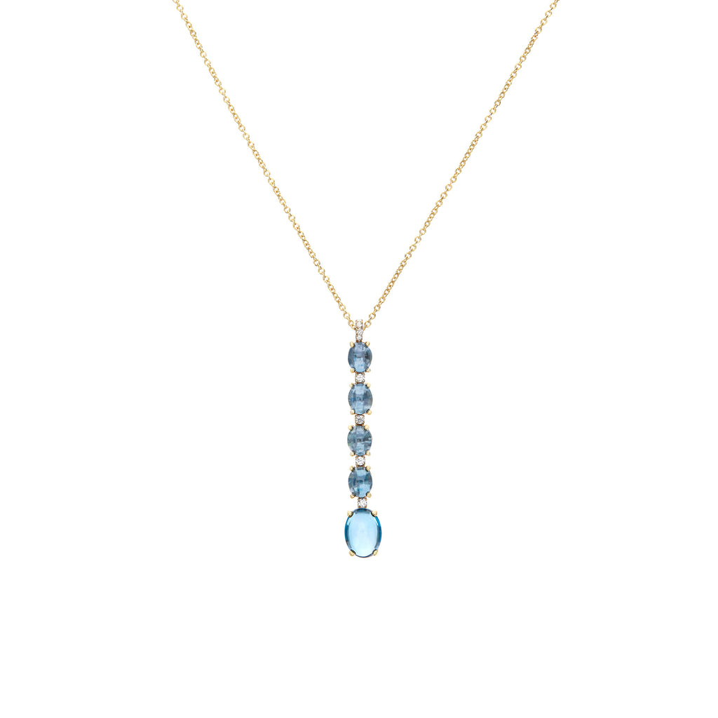 Nanis Azure Halskette (CS21-597) aus Gelbgold mit Diamant und Topas
