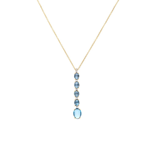 Nanis Azure Halskette (CS21-597) aus Gelbgold mit Diamant und Topas