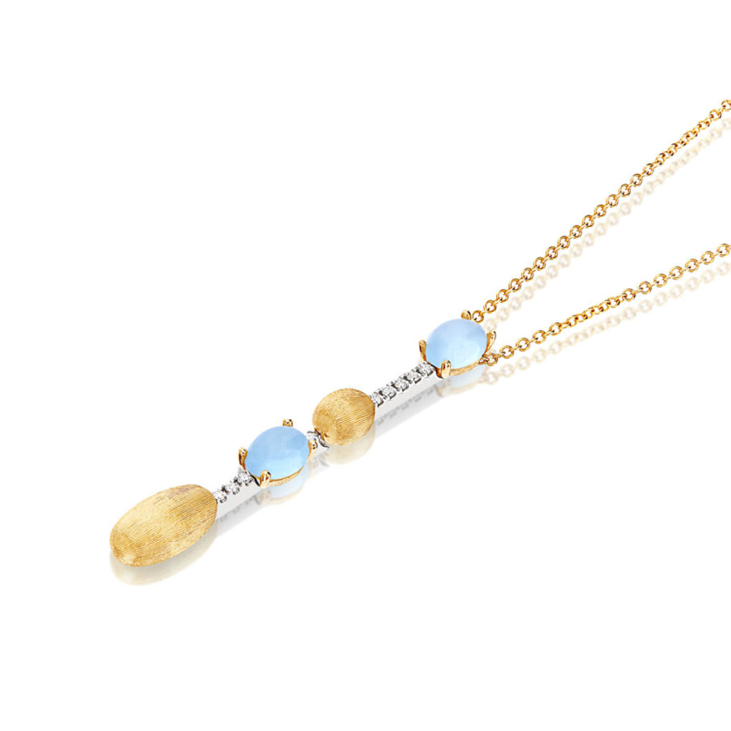 Nanis Azure Halskette (CS5-597) aus Gelbgold mit Aquamarin und Diamant