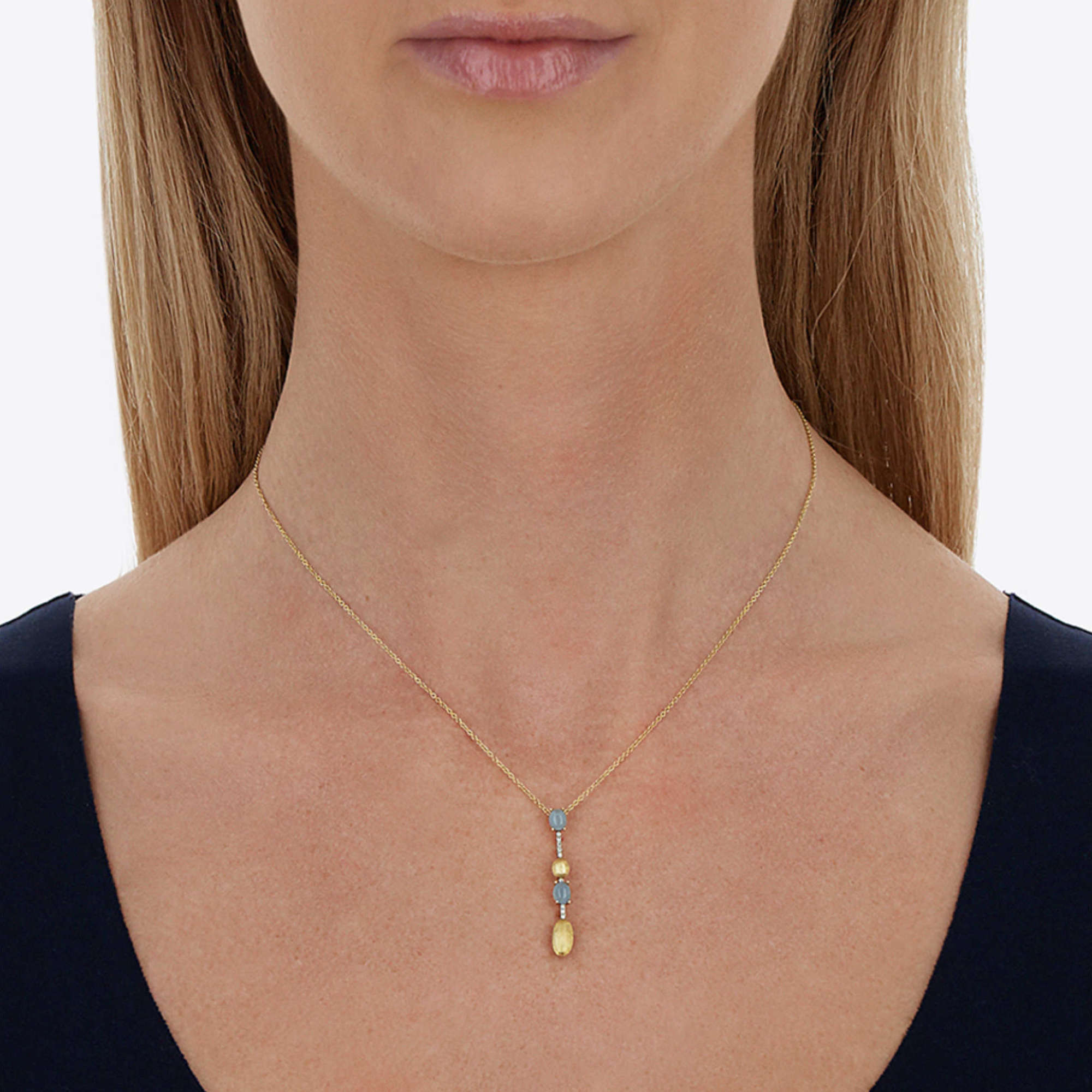 Nanis Azure Halskette (CS5-597) aus Gelbgold mit Aquamarin und Diamant