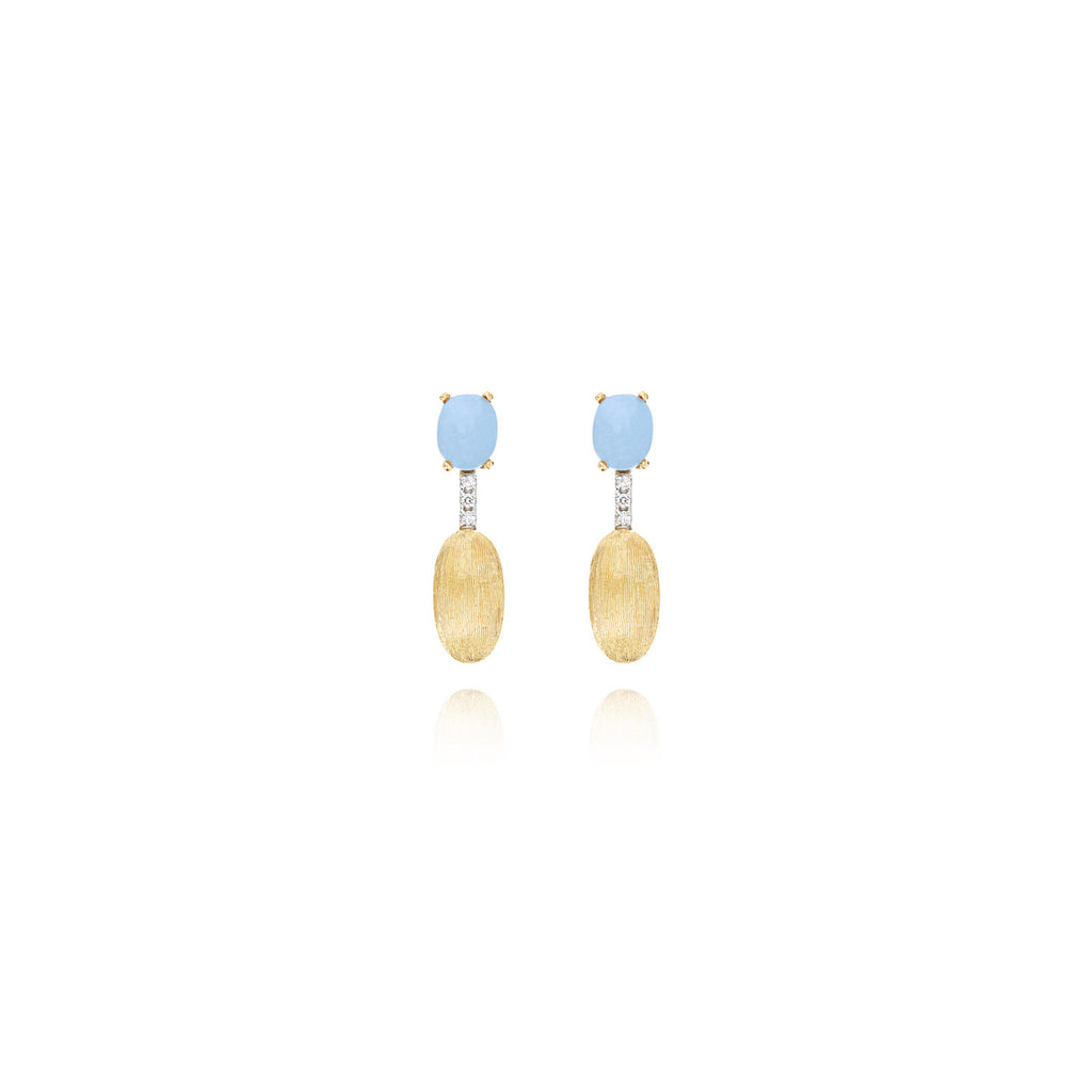 Nanis Azure Ohrhänger (OS3-597) aus Gelbgold mit Aquamarin und Diamant