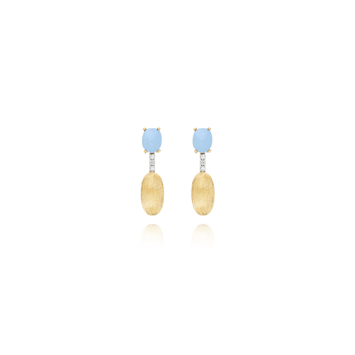 Nanis Azure Ohrhänger (OS3-597) aus Gelbgold mit Aquamarin und Diamant