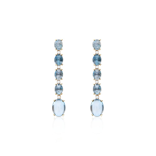 Nanis Azure Ohrhänger (OS34-597) aus Gelbgold mit Diamant und Topas