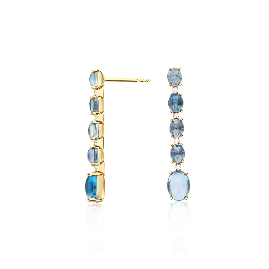 Nanis Azure Ohrhänger (OS34-597) aus Gelbgold mit Diamant und Topas