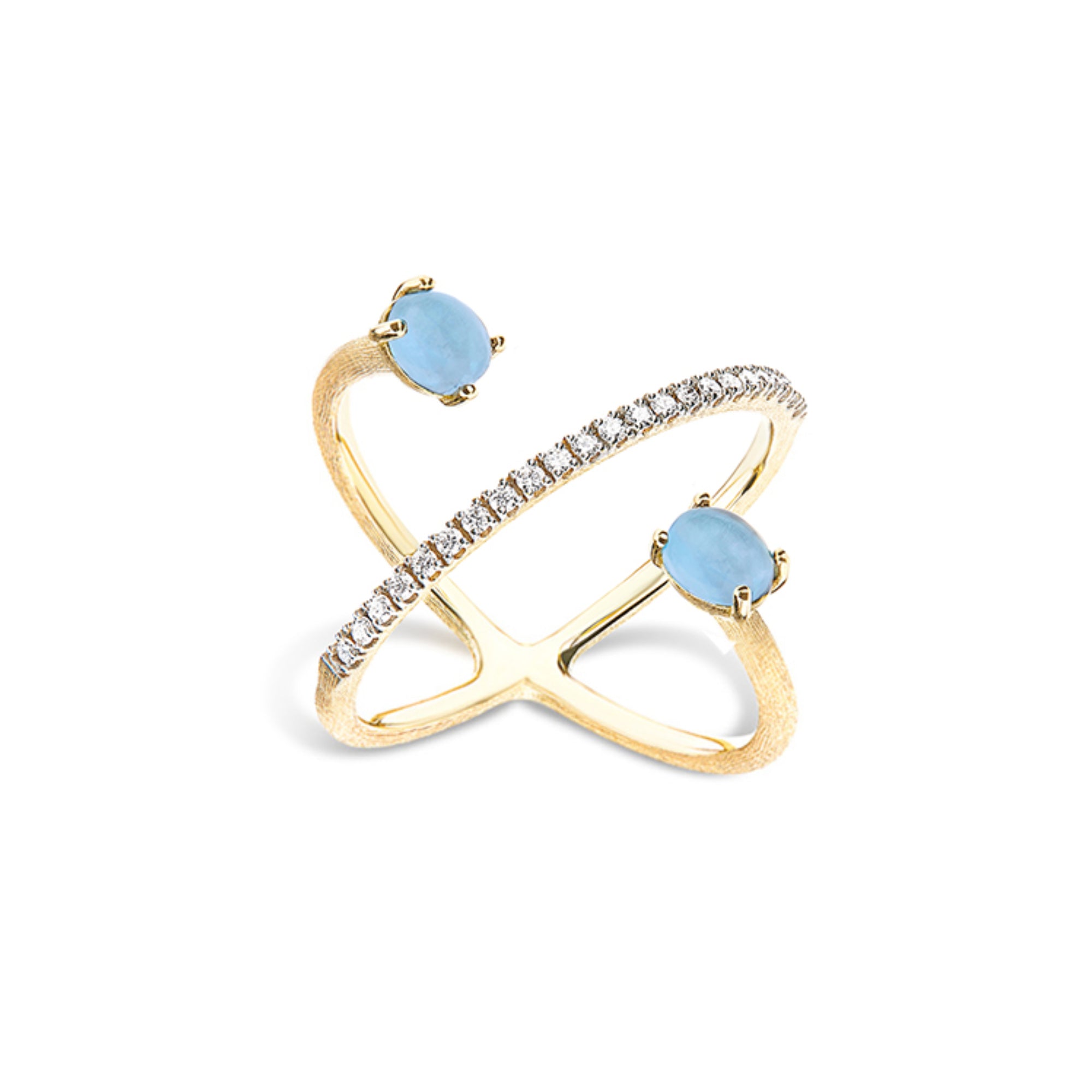 Nanis Azure Ring (AS52-597) aus Gelbgold mit Aquamarin und Diamant