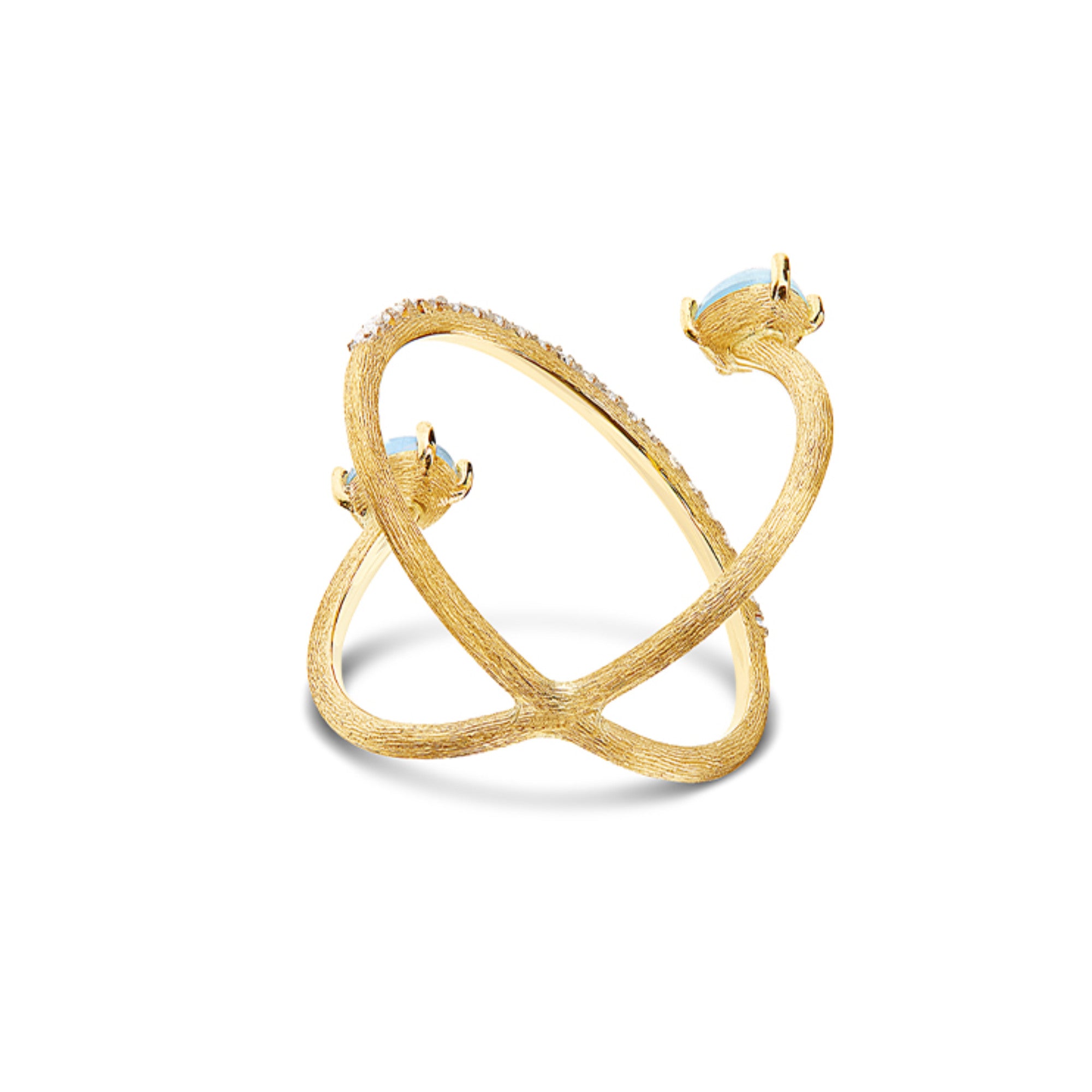 Nanis Azure Ring (AS52-597) aus Gelbgold mit Aquamarin und Diamant