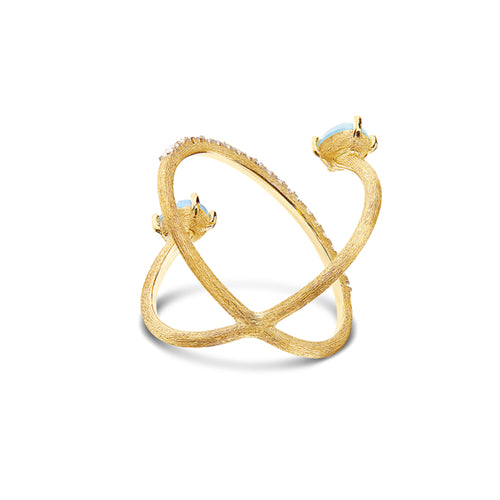 Nanis Azure Ring (AS52-597) aus Gelbgold mit Aquamarin und Diamant