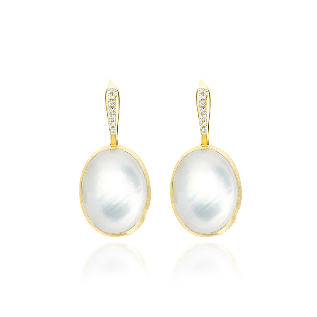 Nanis Boules Ohrringe (OS13-609) aus Gelbgold mit Diamant und Perlmutt