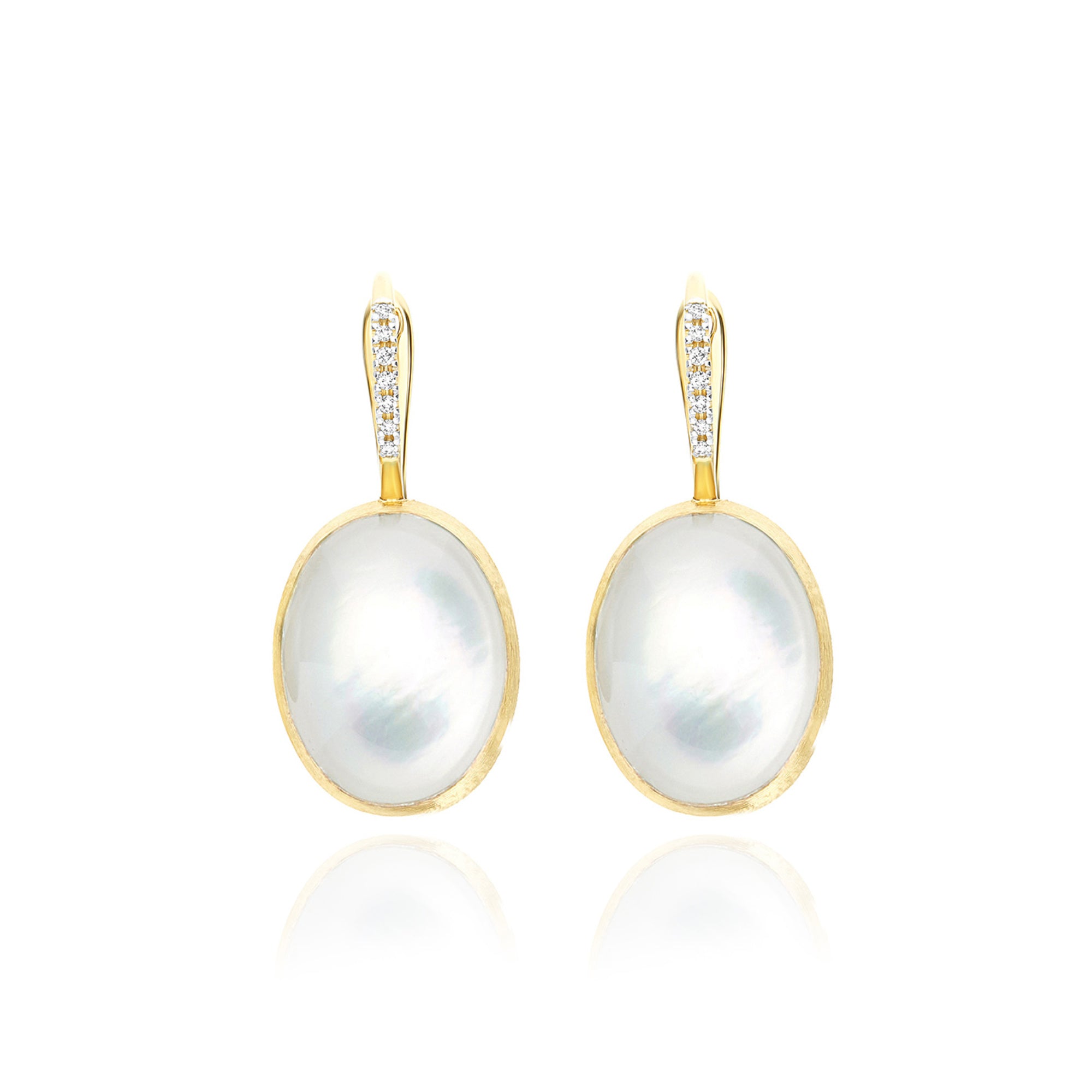 Nanis Boules Ohrringe (OS13-609) aus Gelbgold mit Diamant und Perlmutt