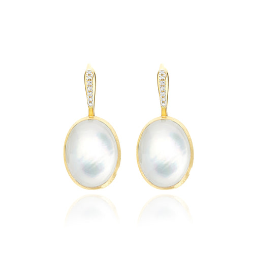 Nanis Boules Ohrringe (OS13-609) aus Gelbgold mit Diamant und Perlmutt