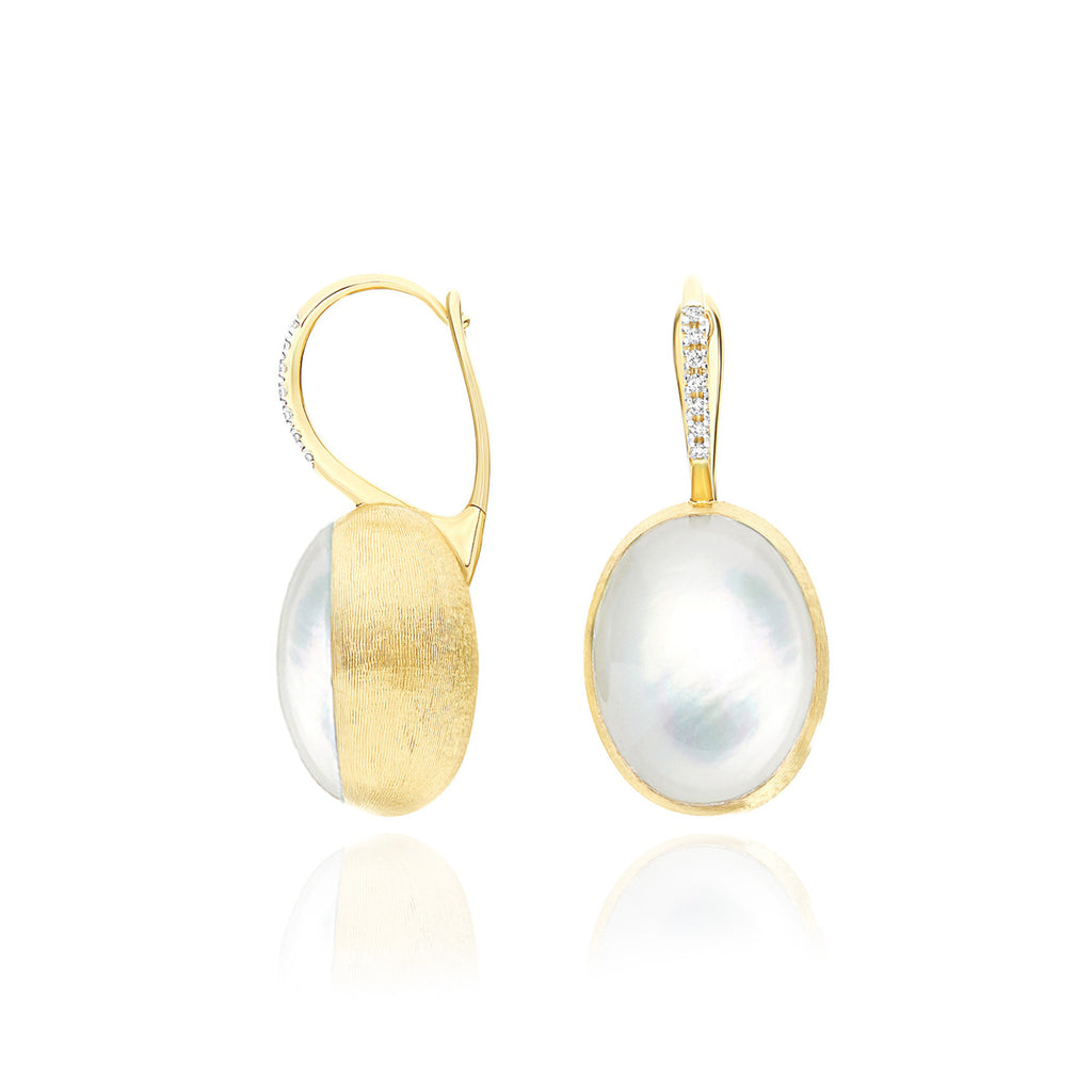 Nanis Boules Ohrringe (OS13-609) aus Gelbgold mit Diamant und Perlmutt