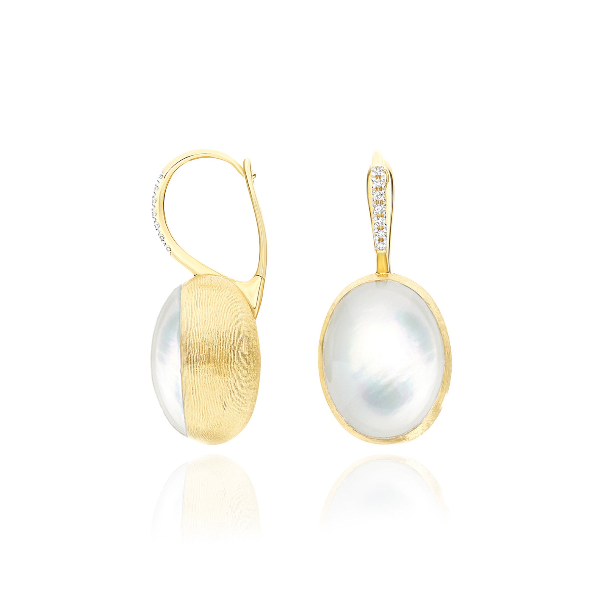 Nanis Boules Ohrringe (OS13-609) aus Gelbgold mit Diamant und Perlmutt