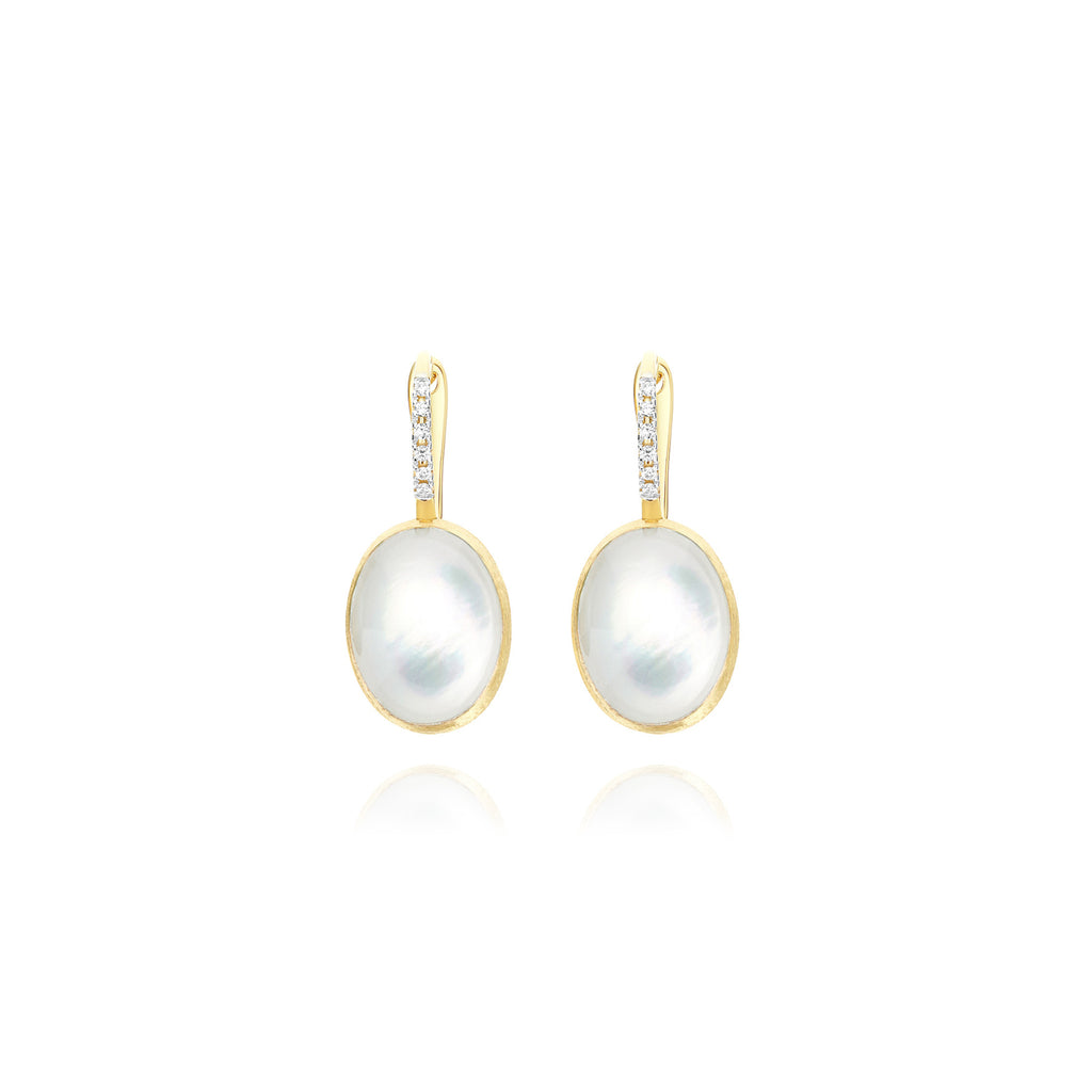 Nanis Boules Ohrringe (OS14-609) aus Gelbgold mit Diamant und Perlmutt