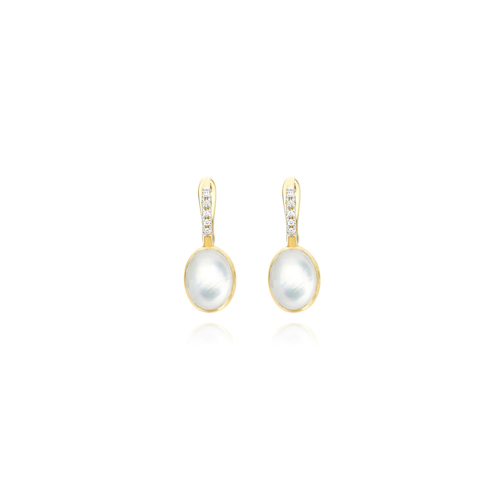 Nanis Boules Ohrringe (OS15-609) aus Gelbgold mit Diamant und Perlmutt