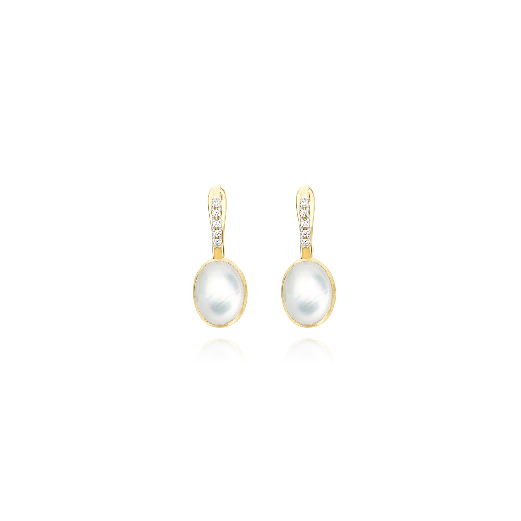 Nanis Boules Ohrringe (OS15-609) aus Gelbgold mit Diamant und Perlmutt