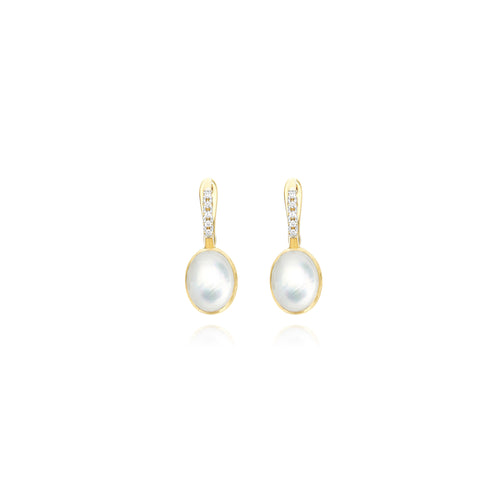 Nanis Boules Ohrringe (OS15-609) aus Gelbgold mit Diamant und Perlmutt