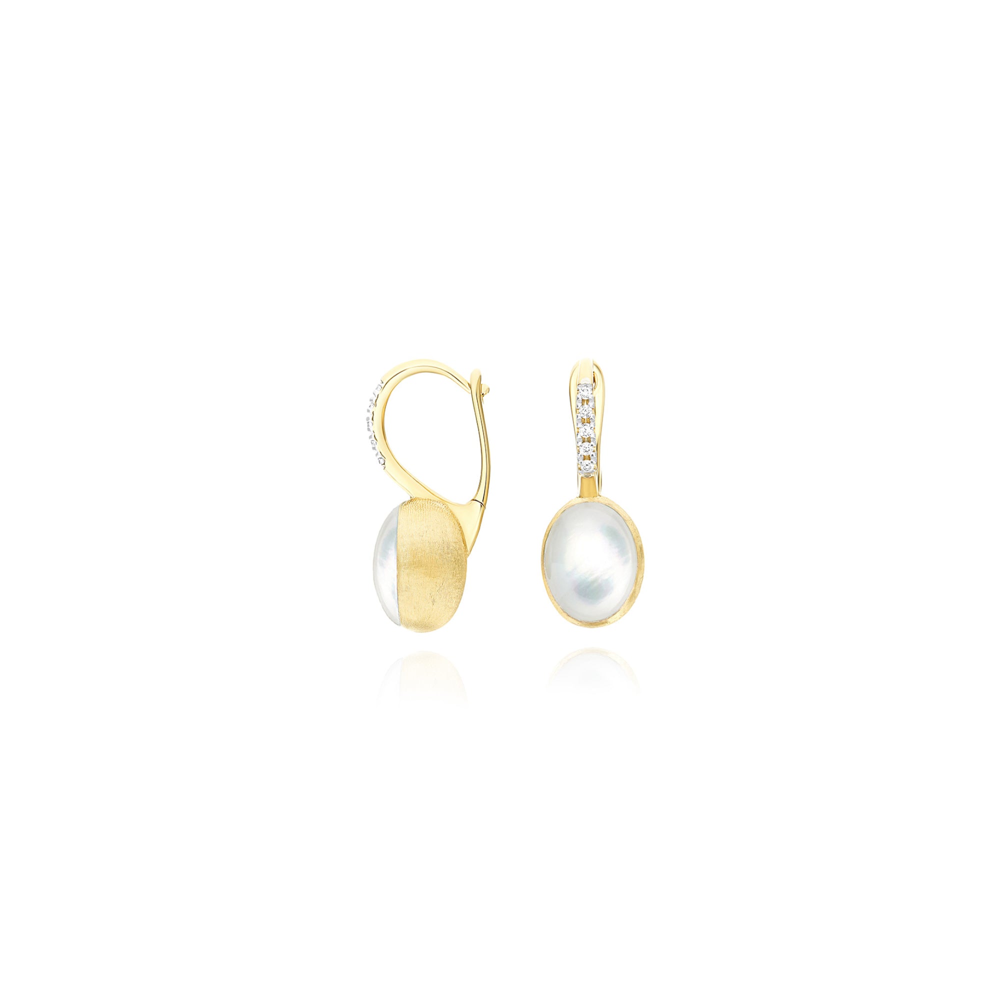 Nanis Boules Ohrringe (OS15-609) aus Gelbgold mit Diamant und Perlmutt