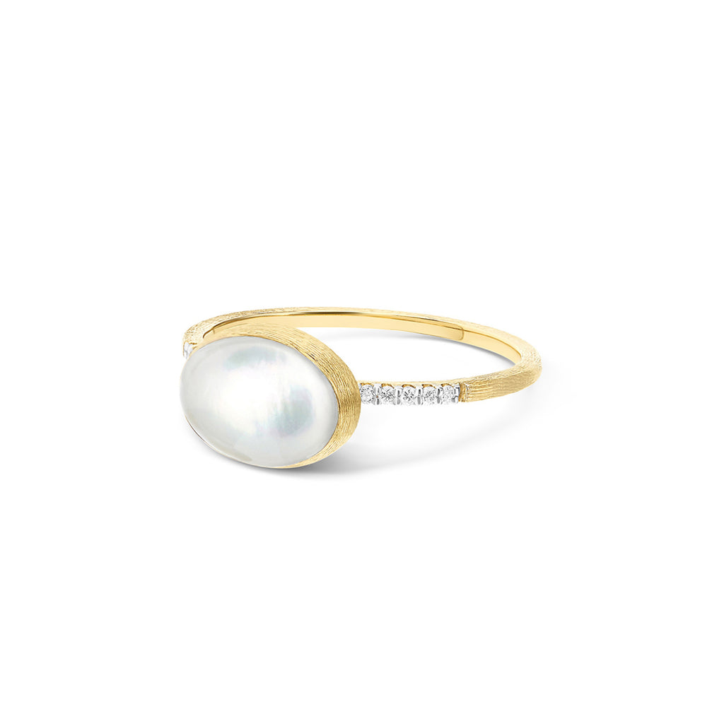 Nanis Boules Ring (AS15-609) aus Gelbgold mit Diamant und Perlmutt