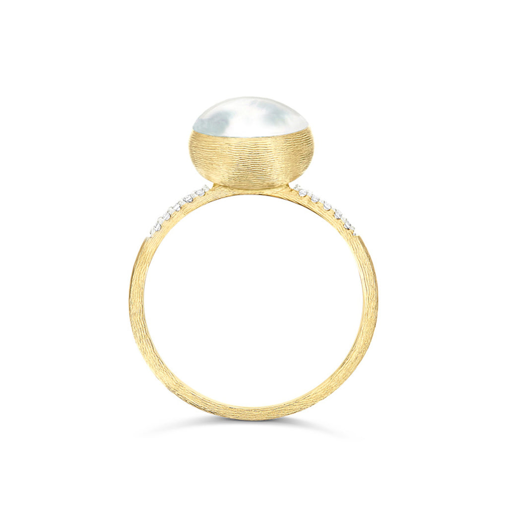 Nanis Boules Ring (AS15-609) aus Gelbgold mit Diamant und Perlmutt