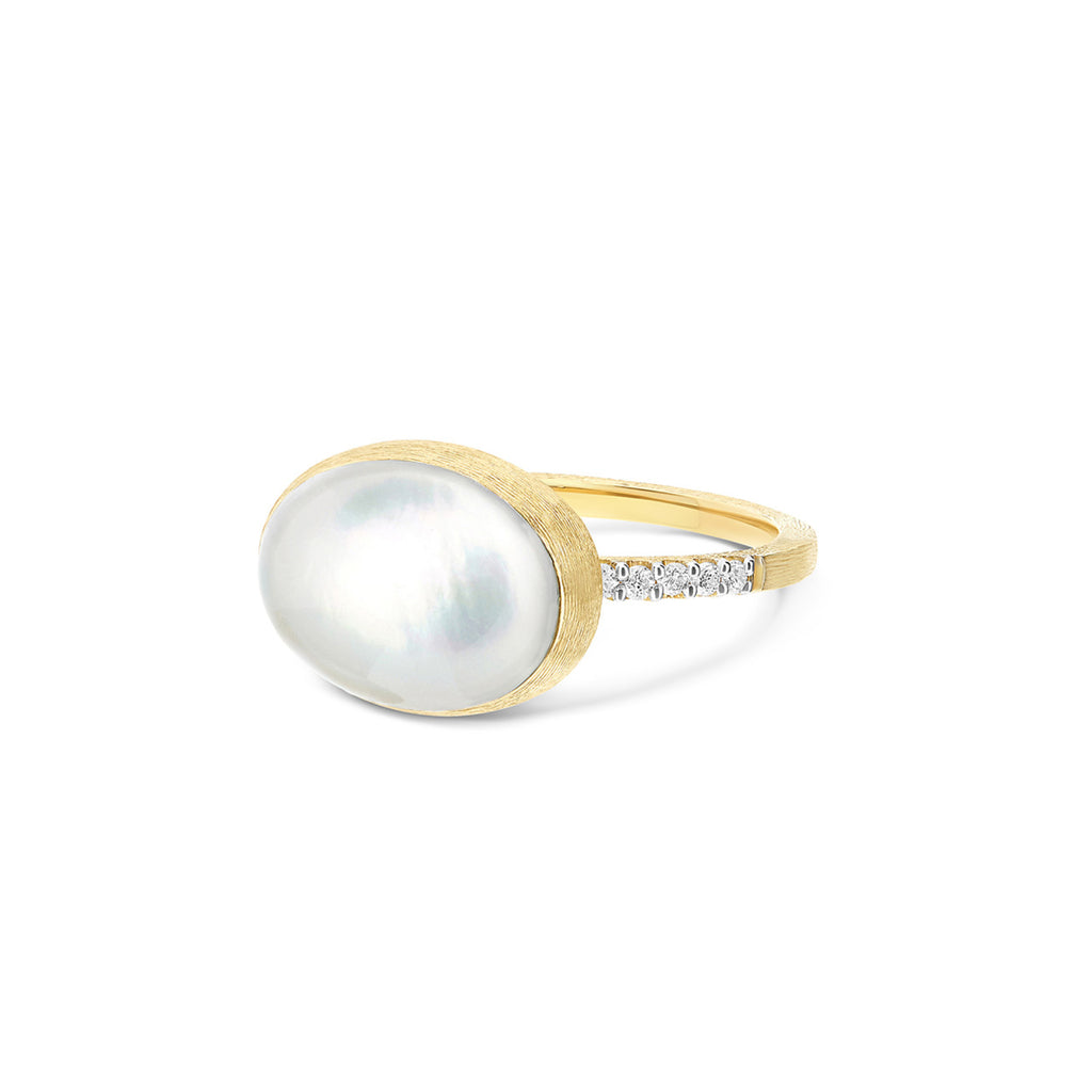Nanis Boules Ring (AS16-609) aus Gelbgold mit Diamant und Perlmutt
