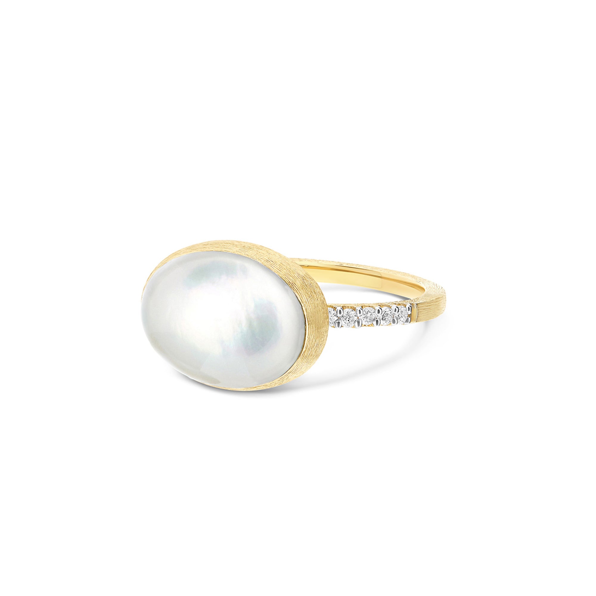 Nanis Boules Ring (AS16-609) aus Gelbgold mit Diamant und Perlmutt