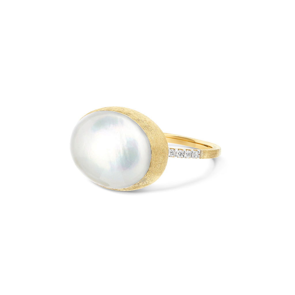 Nanis Boules Ring (AS17-609) aus Gelbgold mit Diamant und Perlmutt