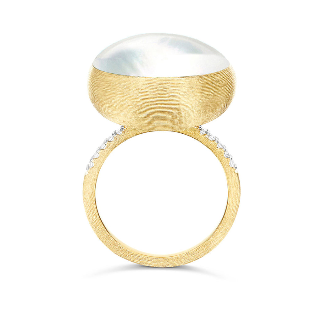 Nanis Boules Ring (AS17-609) aus Gelbgold mit Diamant und Perlmutt