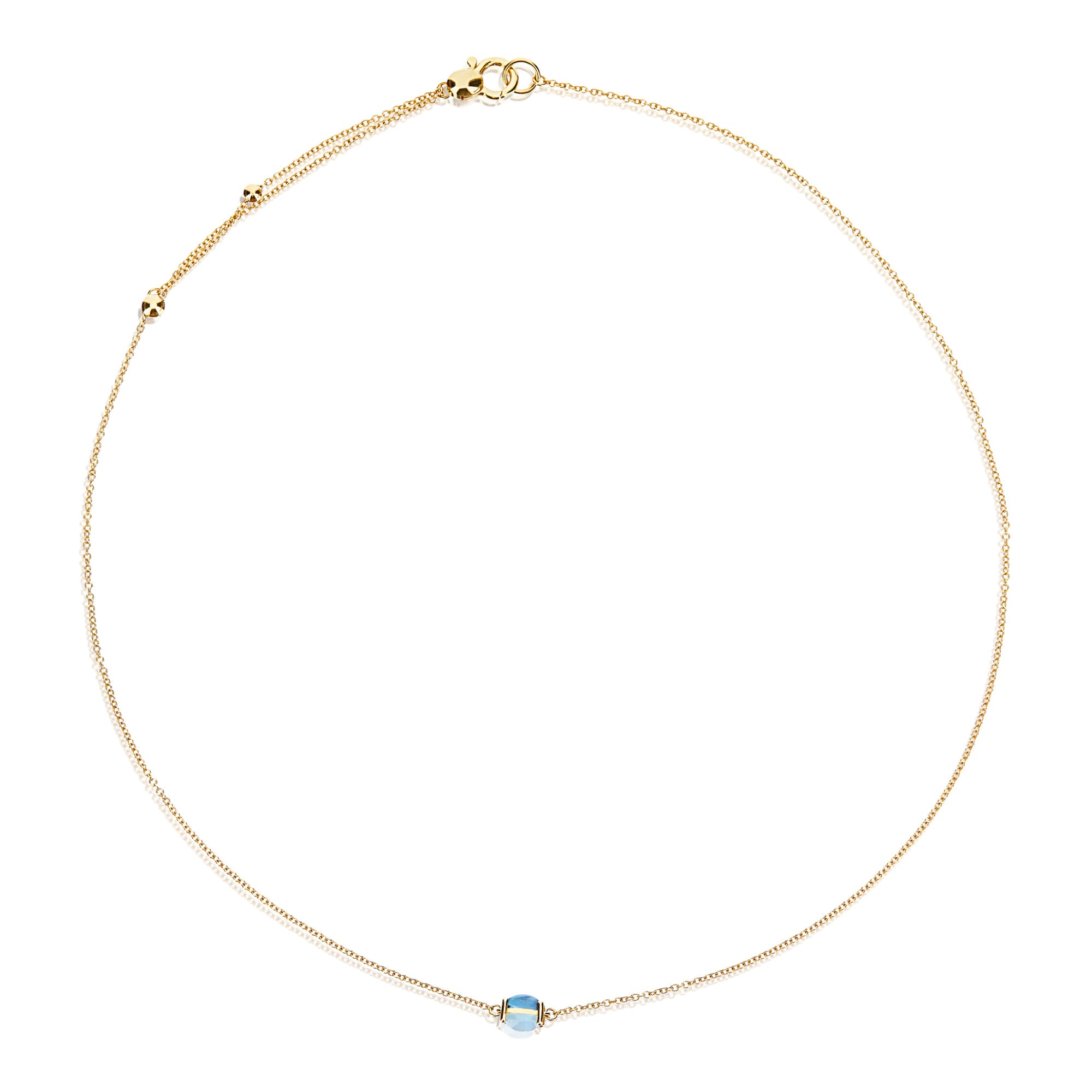 Nanis Dancing Azure Choker (CN1-597) aus Gelbgold mit Aquamarin