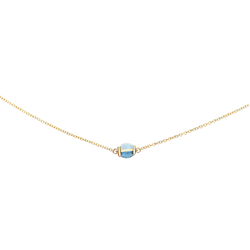 Nanis Dancing Azure Choker (CN1-597) aus Gelbgold mit Aquamarin
