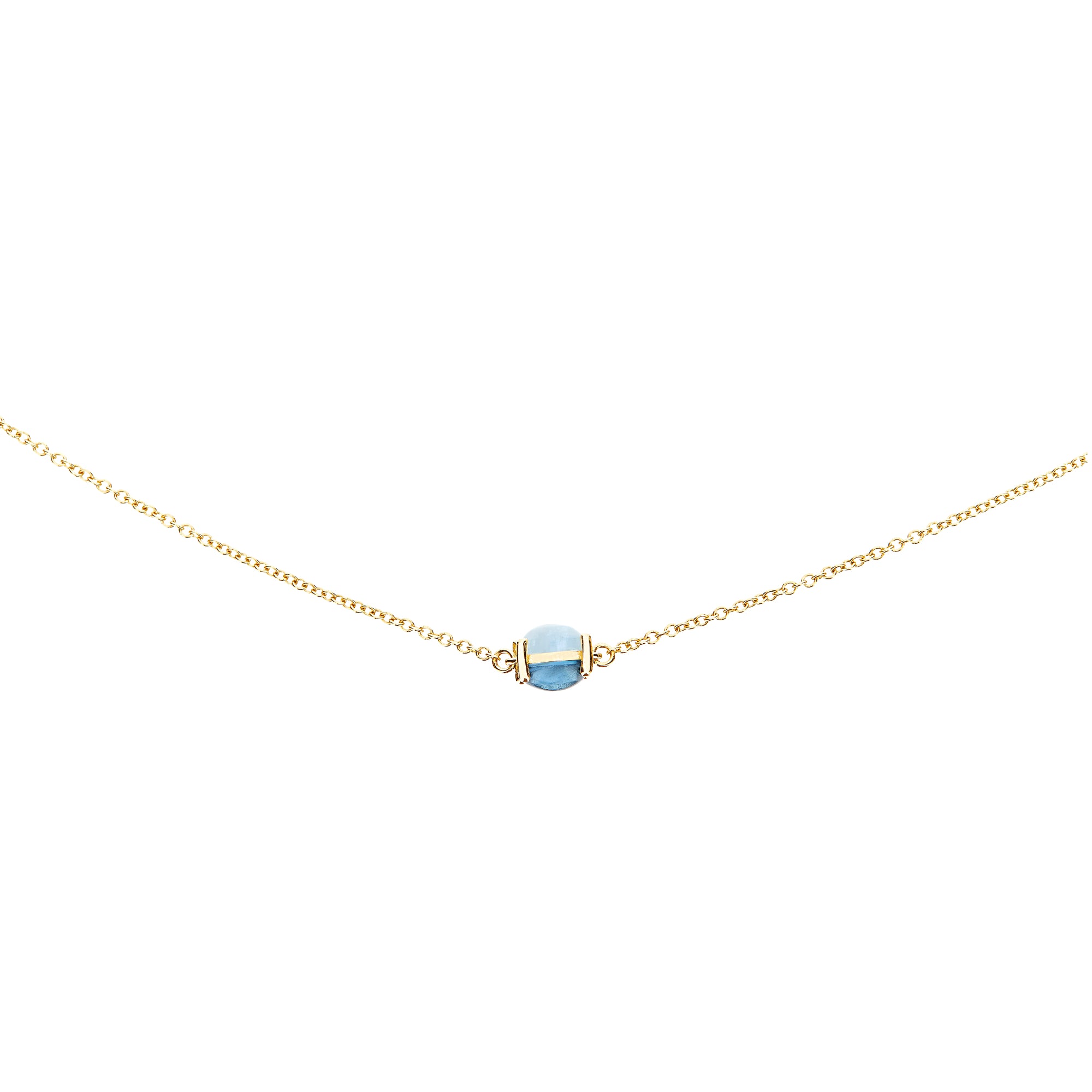 Nanis Dancing Azure Choker (CN1-597) aus Gelbgold mit Aquamarin