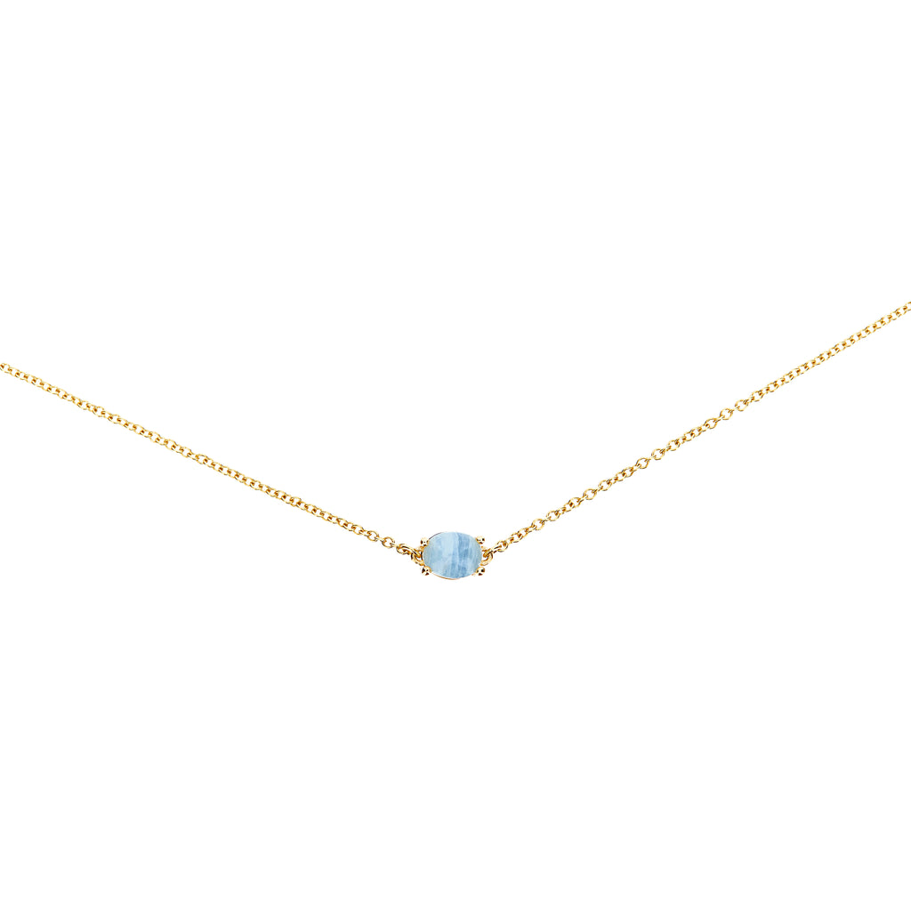 Nanis Dancing Azure Choker (CN1-597) aus Gelbgold mit Aquamarin
