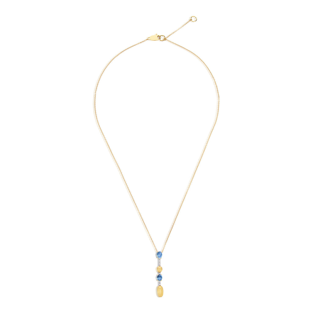 Nanis Dancing Azure Collier (CS16-597) aus Gelbgold mit Diamant und Topas