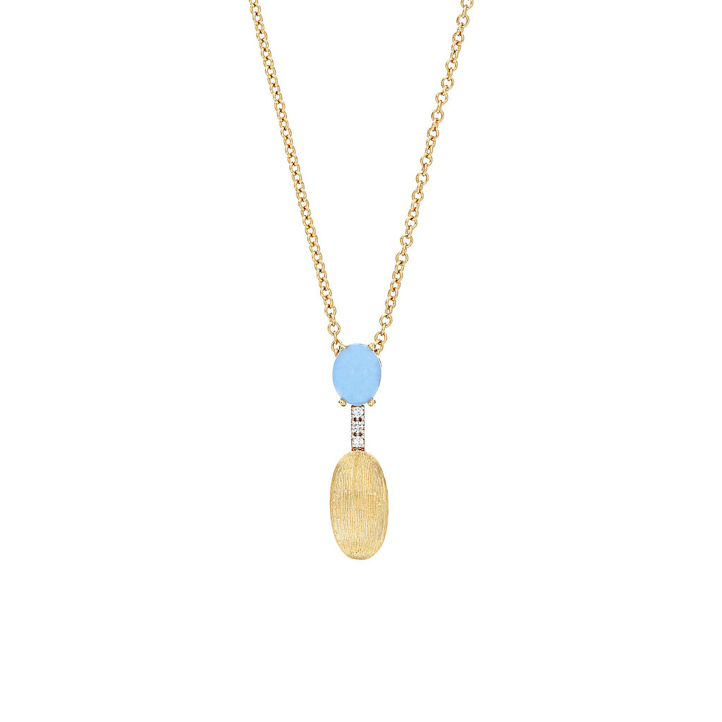 Nanis Dancing Azure Collier (CS4-597) aus Gelbgold mit Aquamarin und Diamant