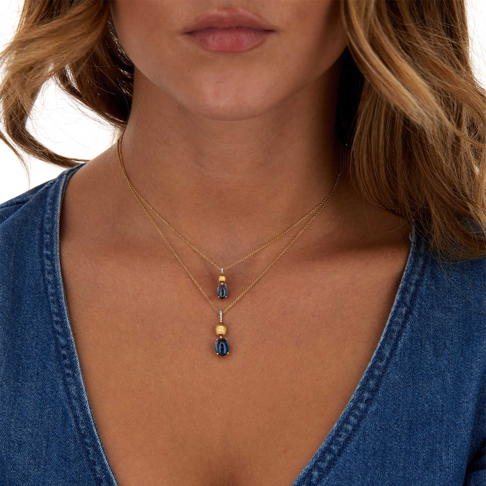 Nanis Dancing Azure Halskette (CS19-597) aus Gelbgold mit Diamant und Topas