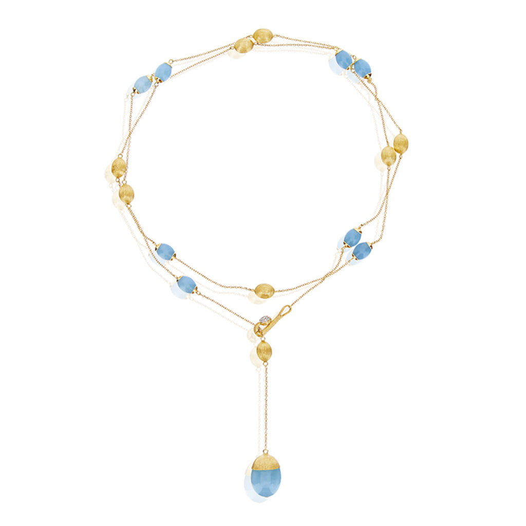 Nanis Dancing Azure Halskette (CS29-575) aus Gelbgold mit Aquamarin und Diamant