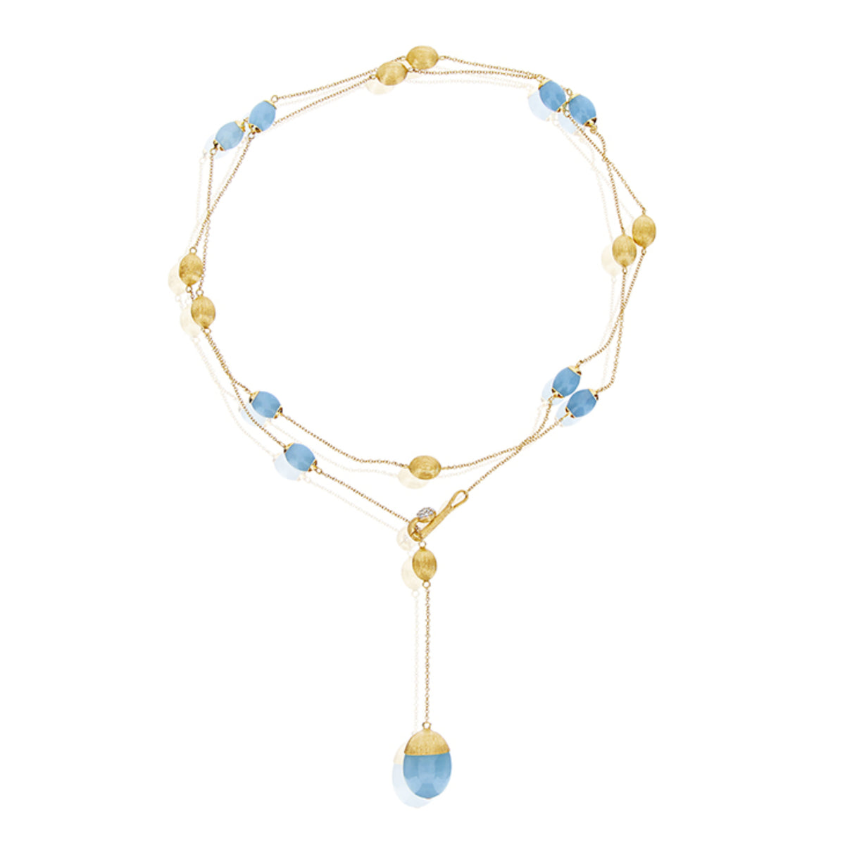Nanis Dancing Azure Halskette (CS29-575) aus Gelbgold mit Aquamarin und Diamant