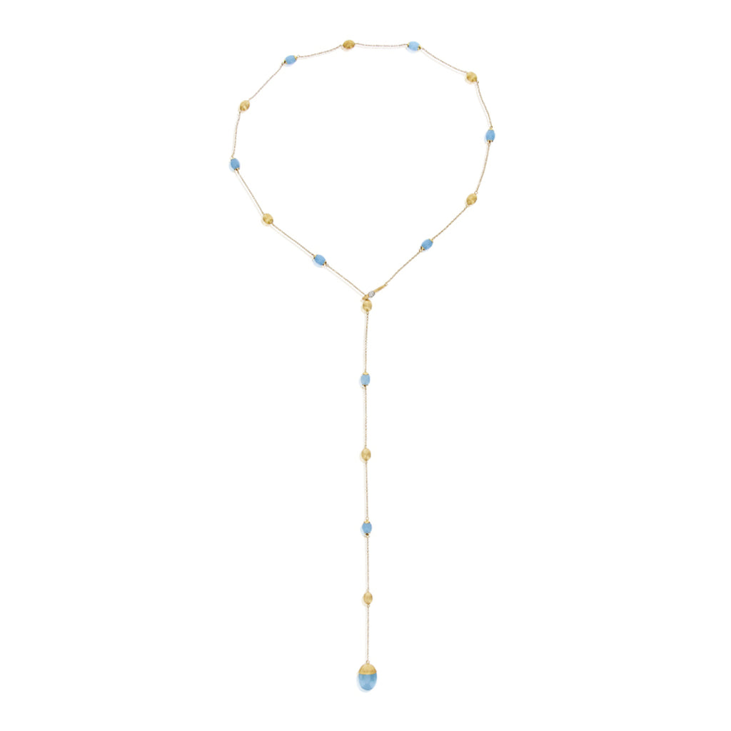 Nanis Dancing Azure Halskette (CS29-575) aus Gelbgold mit Aquamarin und Diamant
