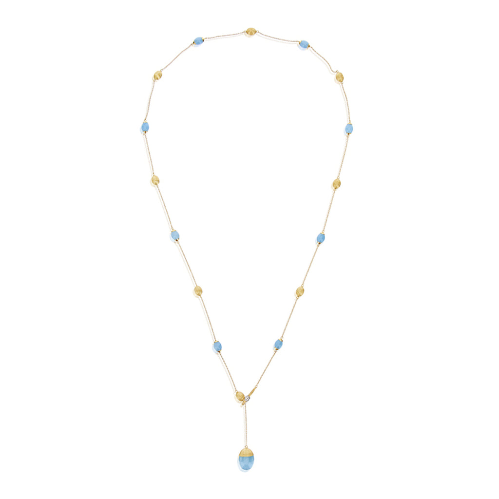 Nanis Dancing Azure Halskette (CS29-575) aus Gelbgold mit Aquamarin und Diamant