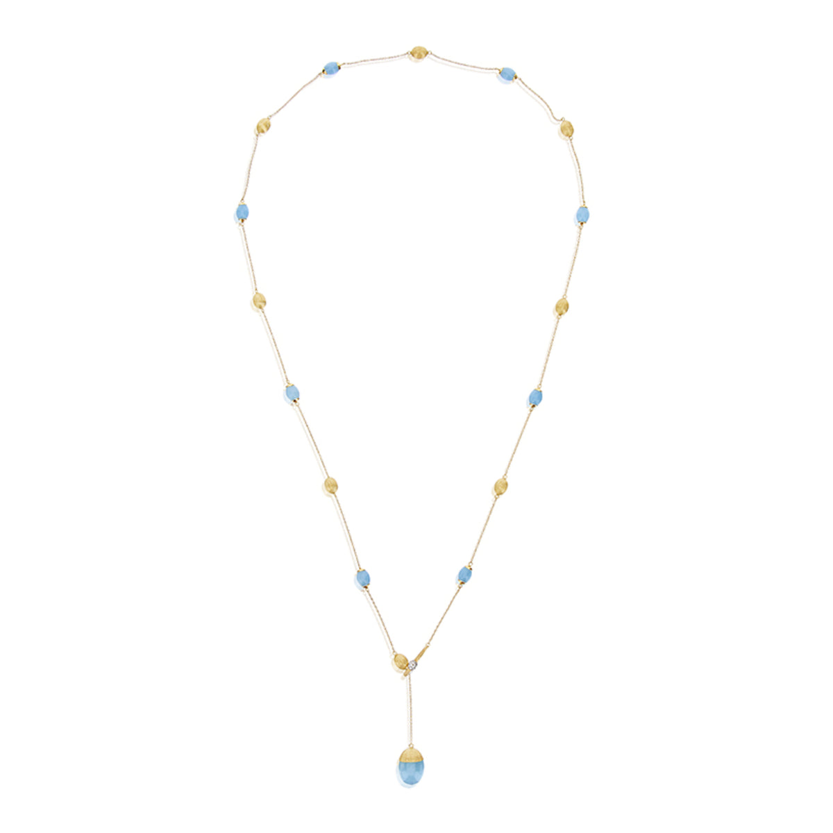 Nanis Dancing Azure Halskette (CS29-575) aus Gelbgold mit Aquamarin und Diamant