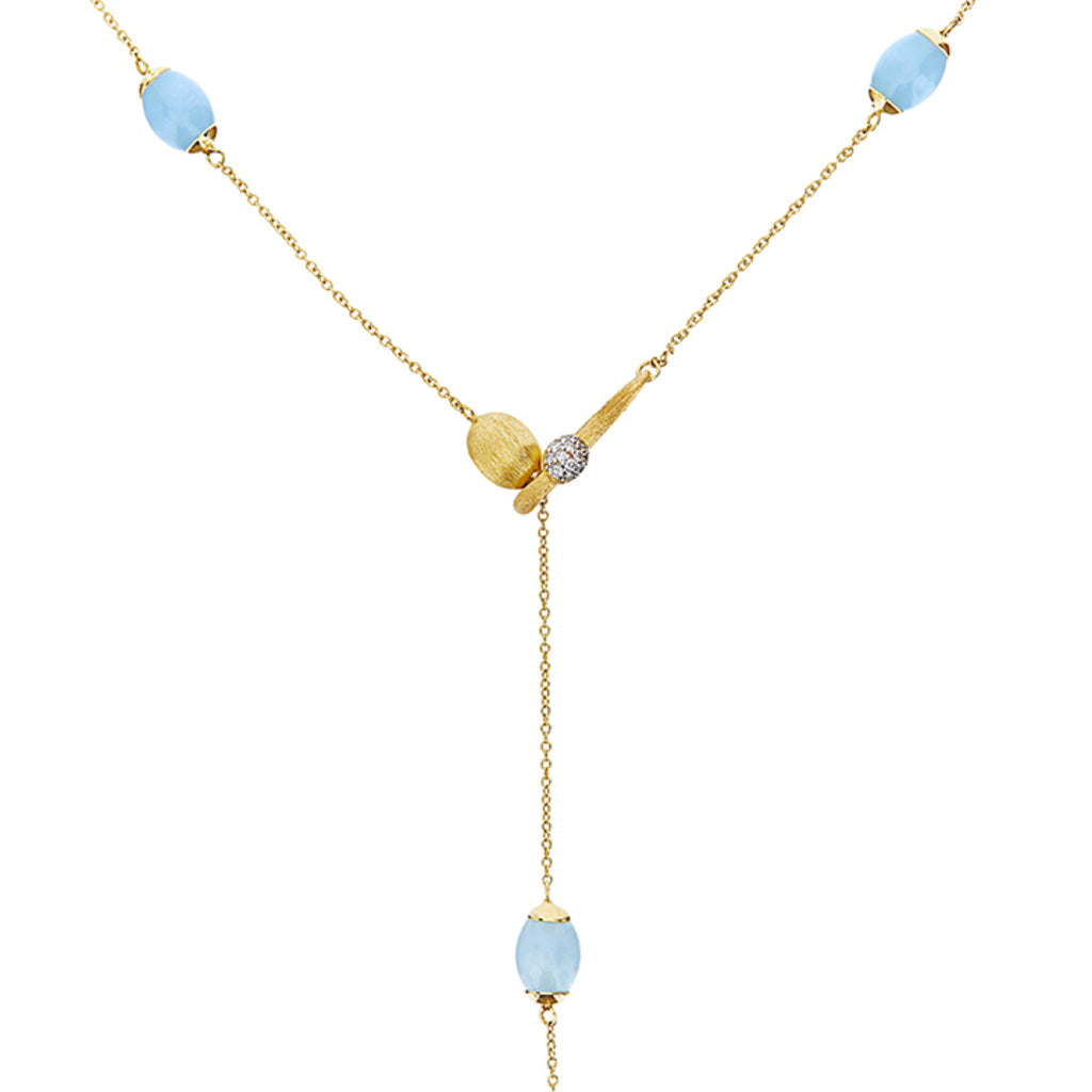 Nanis Dancing Azure Halskette (CS29-575) aus Gelbgold mit Aquamarin und Diamant