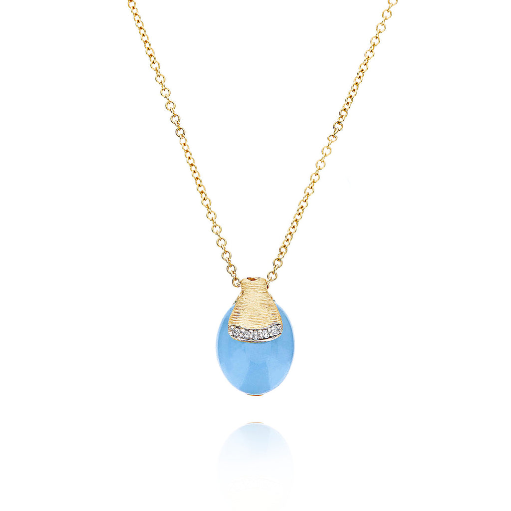 Nanis Dancing Azure Halskette (CS5-587) aus Gelbgold mit Aquamarin und Diamant