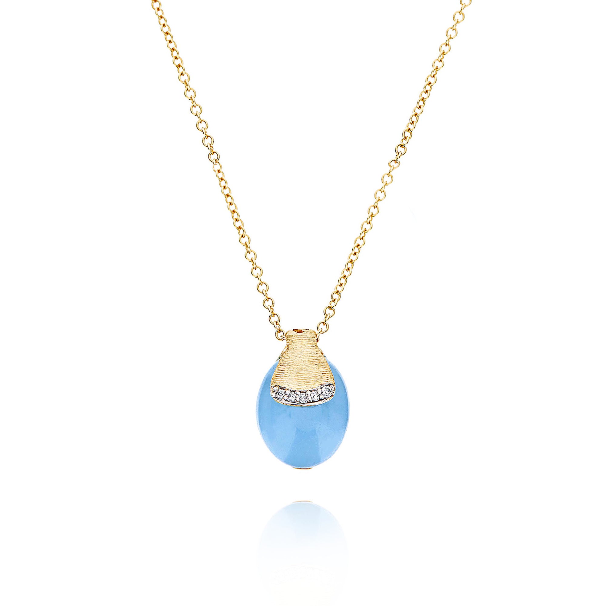 Nanis Dancing Azure Halskette (CS5-587) aus Gelbgold mit Aquamarin und Diamant