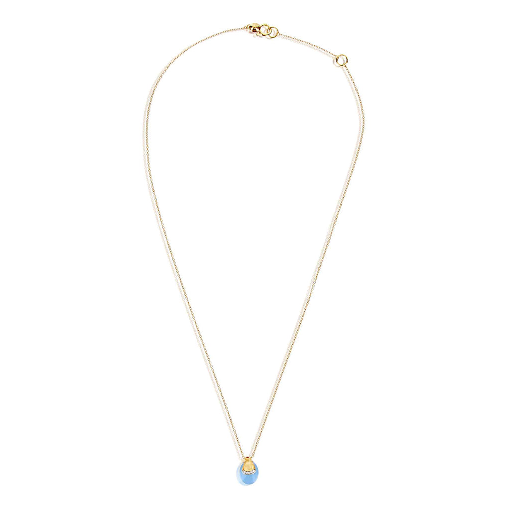 Nanis Dancing Azure Halskette (CS5-587) aus Gelbgold mit Aquamarin und Diamant