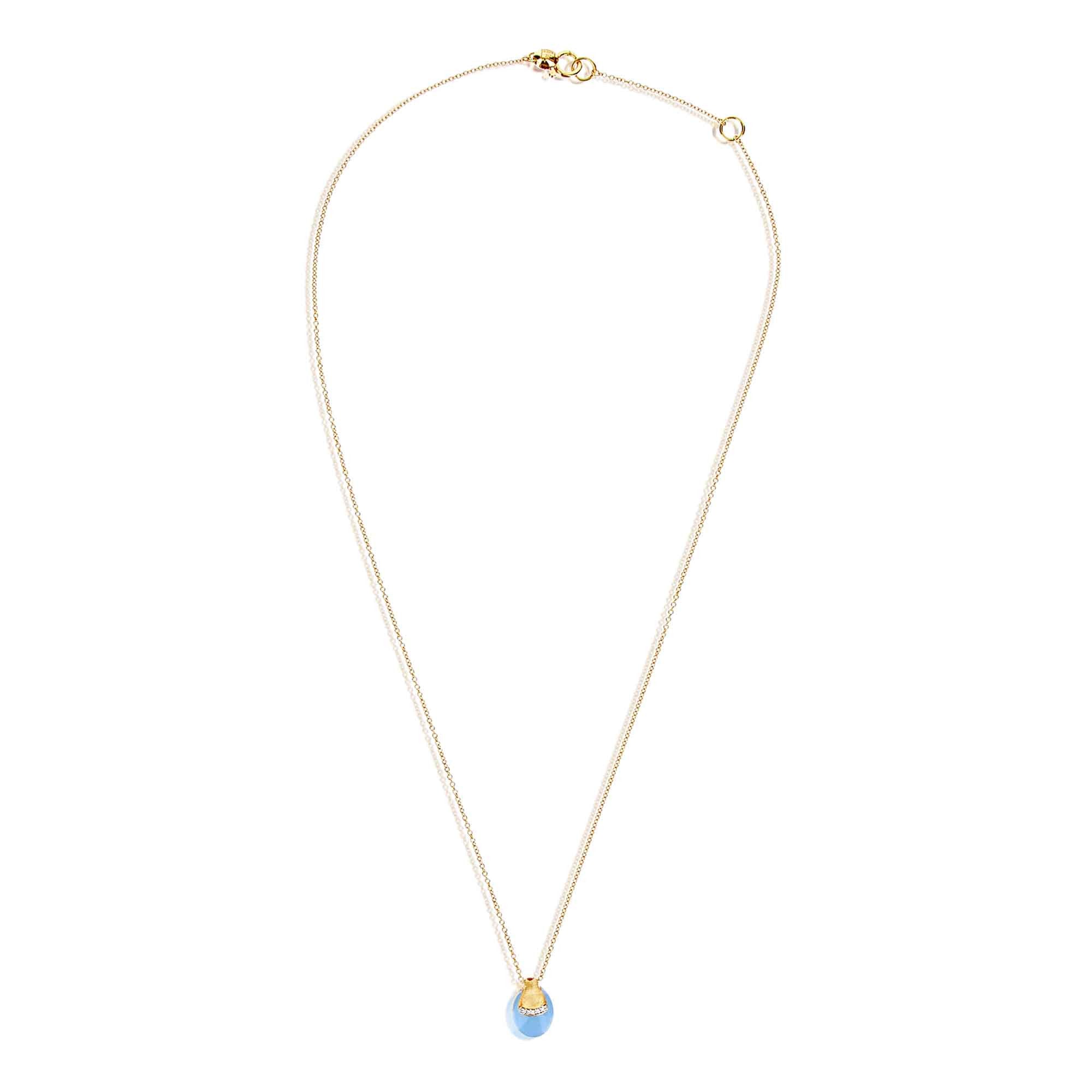 Nanis Dancing Azure Halskette (CS5-587) aus Gelbgold mit Aquamarin und Diamant
