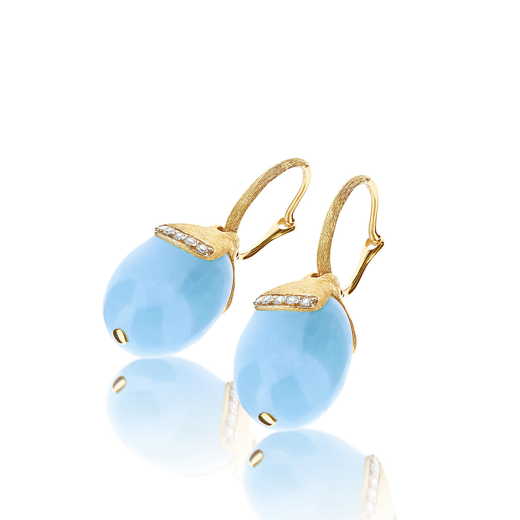 Nanis Dancing Azure Ohrhänger (OS16-587) aus Gelbgold mit Aquamarin und Diamant