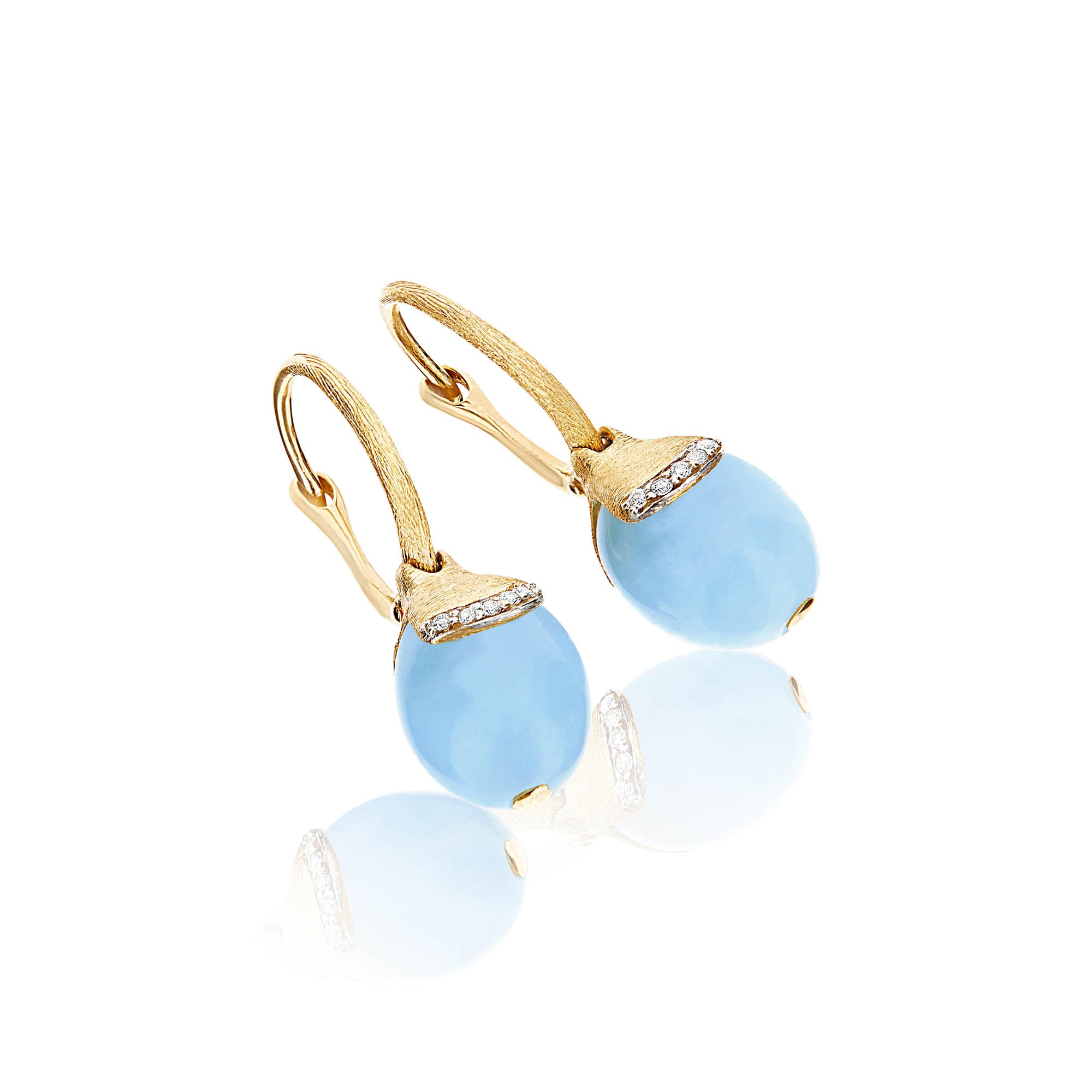 Nanis Dancing Azure Ohrhänger (OS19-587) aus Gelbgold mit Aquamarin und Diamant